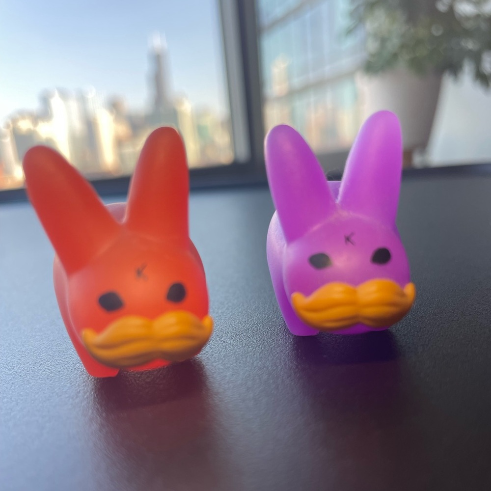 Mini rabbit characters with mustache